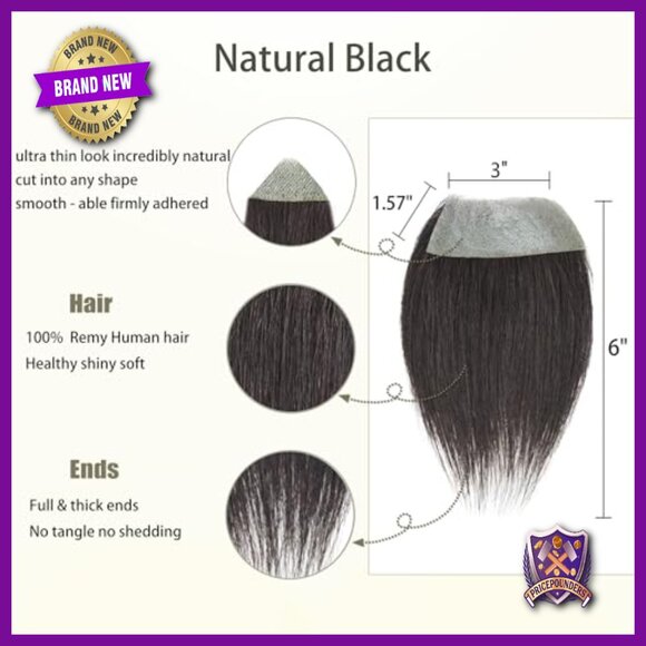 Human Hair Tape-In Hairpiece for Hairline Loss, 1.57x3 Inches